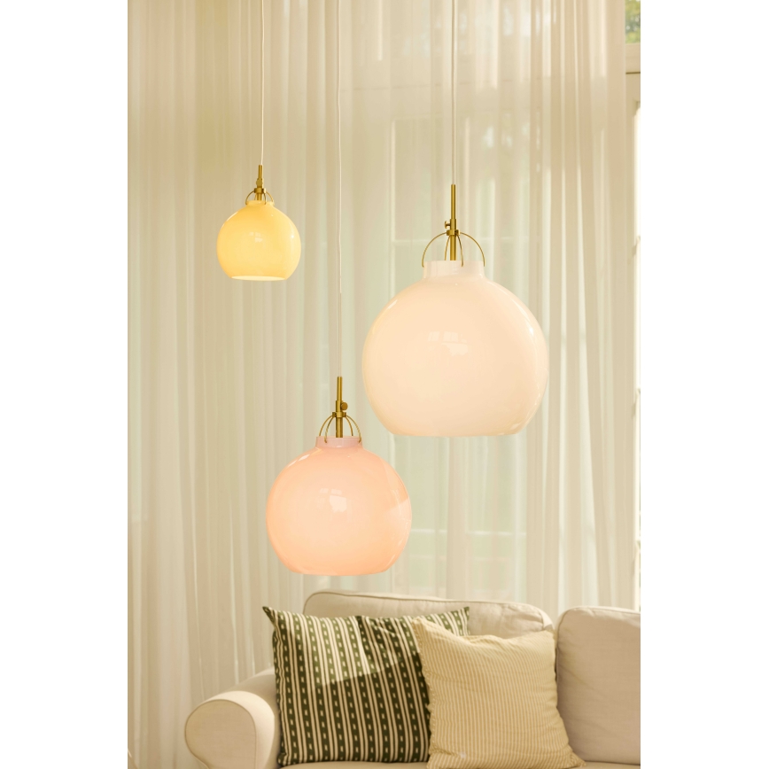 Halo Design 748068 - Lámpara colgante con cable TOSCANA 1xE27/40W/230V Ø 36 cm crema/latón