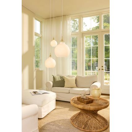 Halo Design 748068 - Lámpara colgante con cable TOSCANA 1xE27/40W/230V Ø 36 cm crema/latón