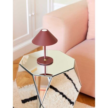 Halo Design 800834 - Lámpara de mesa recargable y regulable para exterior HYGGE LED/3W/4000 mAh IP54 burdeos