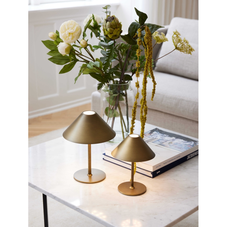 Halo Design 800841 - Lámpara de mesa LED regulable y recargable para exterior HYGGE LED/3W/4000 mAh IP54 latón