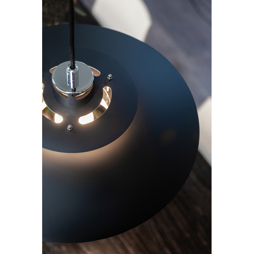 Halo Design 990259 - Lámpara colgante SORUP con cable 1xE27/40W/230V Ø 40 cm negro/cromo brillante