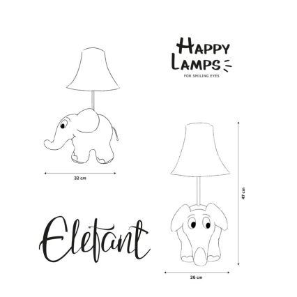 Happy Lamps - Lámpara de mesa infantil LED ELEFANTE DE SENDUNG MIT DER MAUS LED/5,4W/230V elefante
