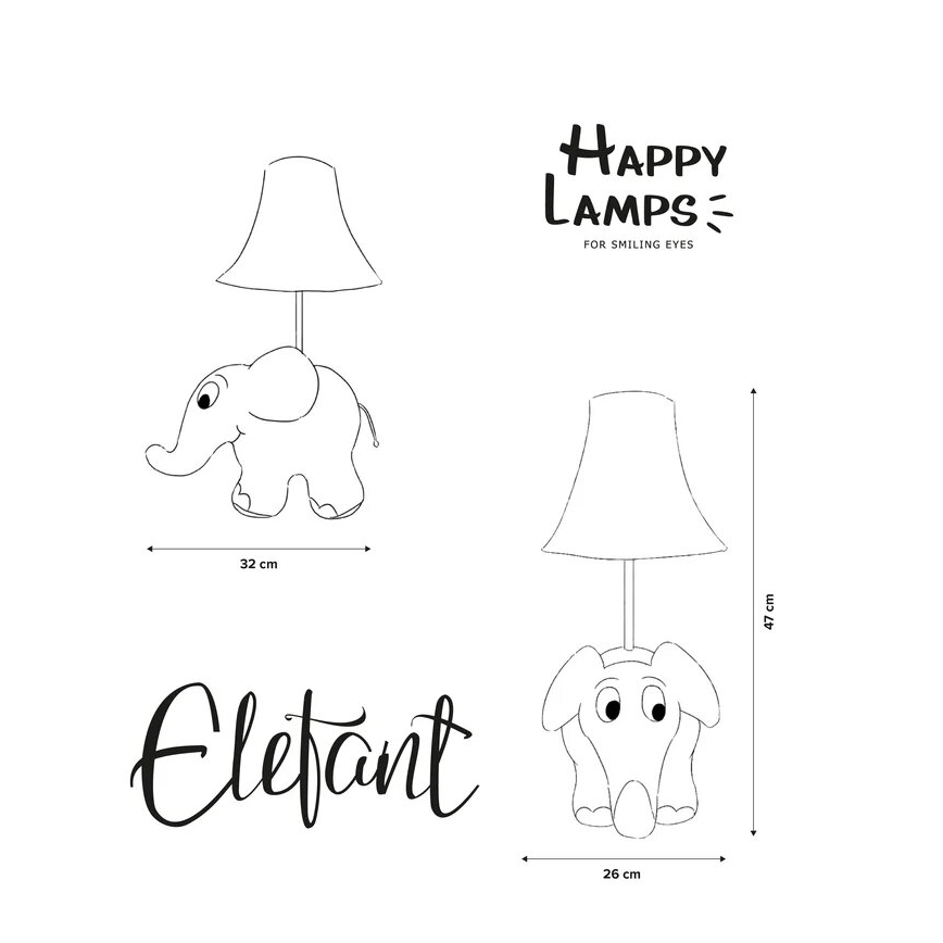 Happy Lamps - Lámpara de mesa infantil LED ELEFANTE DE SENDUNG MIT DER MAUS LED/5,4W/230V elefante