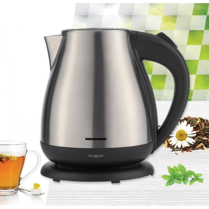 Heinner HEK-17IX - Hervidor eléctrico 1,7 l 2200W/230V cromo mate/negro