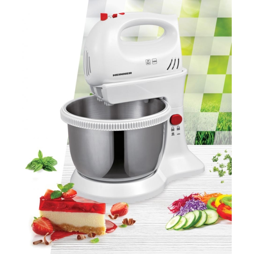 Heinner HMBR-300W - Batidora de mano con cuenco giratorio 300W/230V blanca
