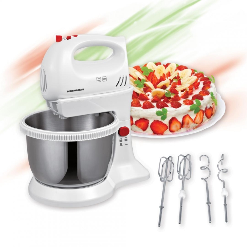 Heinner HMBR-300W - Batidora de mano con cuenco giratorio 300W/230V blanca