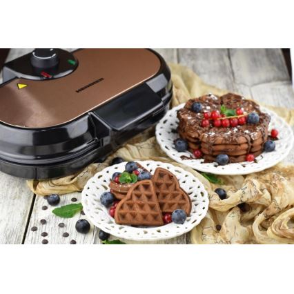 Heinner HWF-1000CR - Gofrera 1000W/230V negra/oro rosa