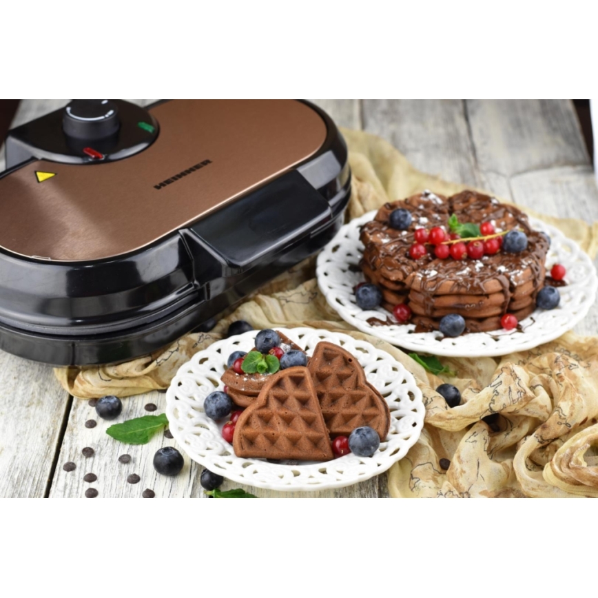 Heinner HWF-1000CR - Gofrera 1000W/230V negra/oro rosa