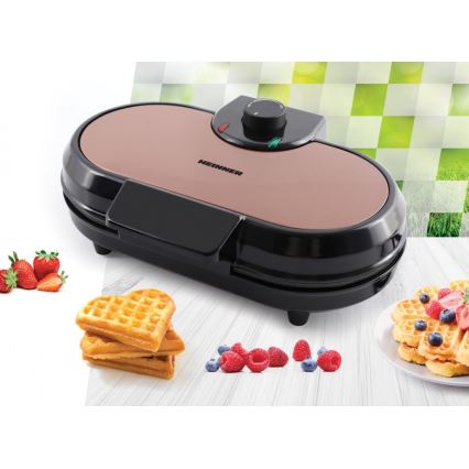 Heinner HWF-1000CR - Gofrera 1000W/230V negra/oro rosa