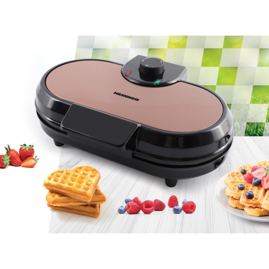 Heinner HWF-1000CR - Gofrera 1000W/230V negra/oro rosa