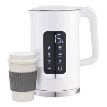 Hervidor con pantalla LCD 1,7 l 2200W/230V blanco + taza de viaje 450 ml