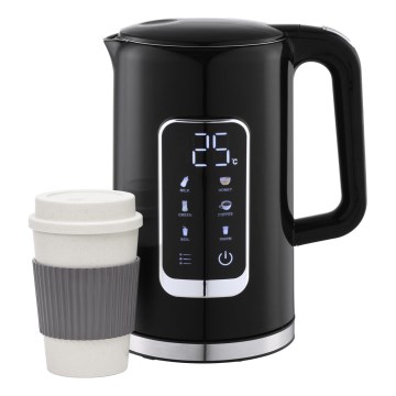 Hervidor con pantalla LCD 1,7 l 2200W/230V negro + taza de viaje 450 ml