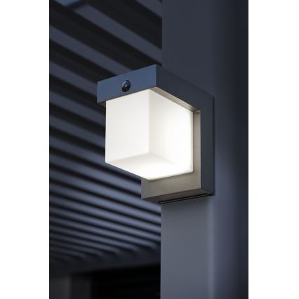 Hesperide - Aplique solar LED de pared con sensor de movimiento MULTY LED/3,7V 2600 mAh IP65 antracita