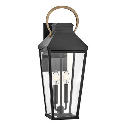 Hinkley - Aplique de pared exterior DAWSON L 2xE14/40W/230V IP44 negro
