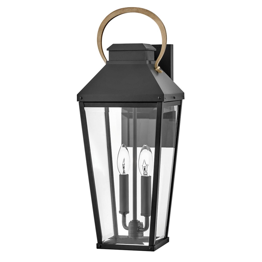 Hinkley - Aplique de pared exterior DAWSON L 2xE14/40W/230V IP44 negro