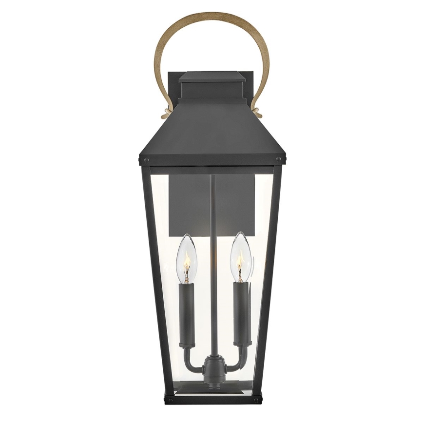 Hinkley - Aplique de pared exterior DAWSON L 2xE14/40W/230V IP44 negro