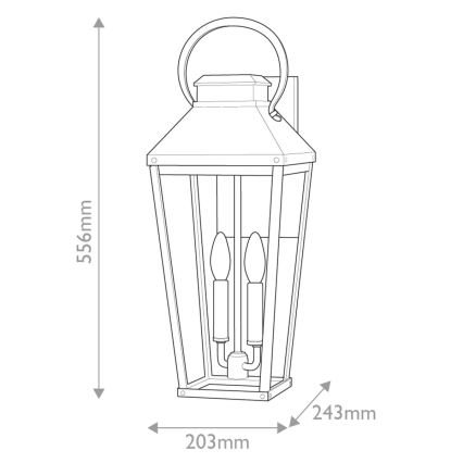 Hinkley - Aplique de pared exterior DAWSON L 2xE14/40W/230V IP44 negro