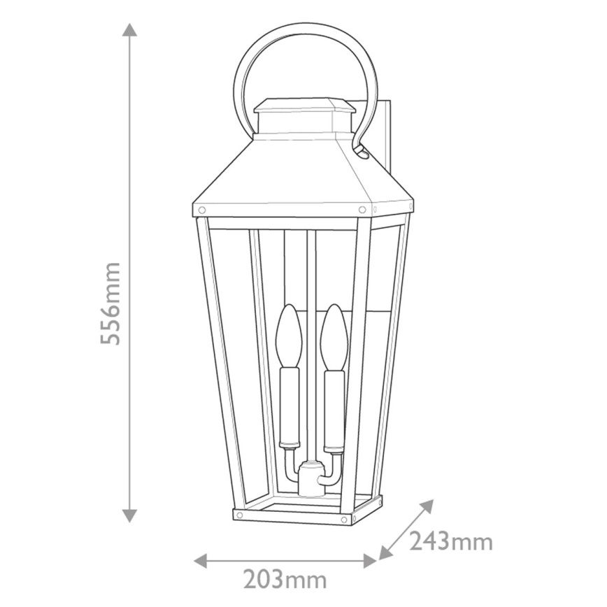 Hinkley - Aplique de pared exterior DAWSON L 2xE14/40W/230V IP44 negro
