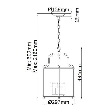 Hinkley - Lámpara colgante con cadena GENTRY 4xE14/60W/230V dorada