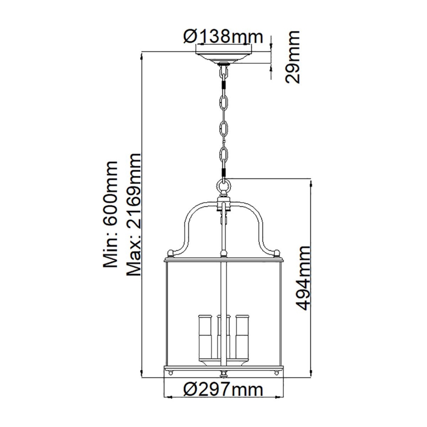 Hinkley - Lámpara colgante con cadena GENTRY 4xE14/60W/230V dorada