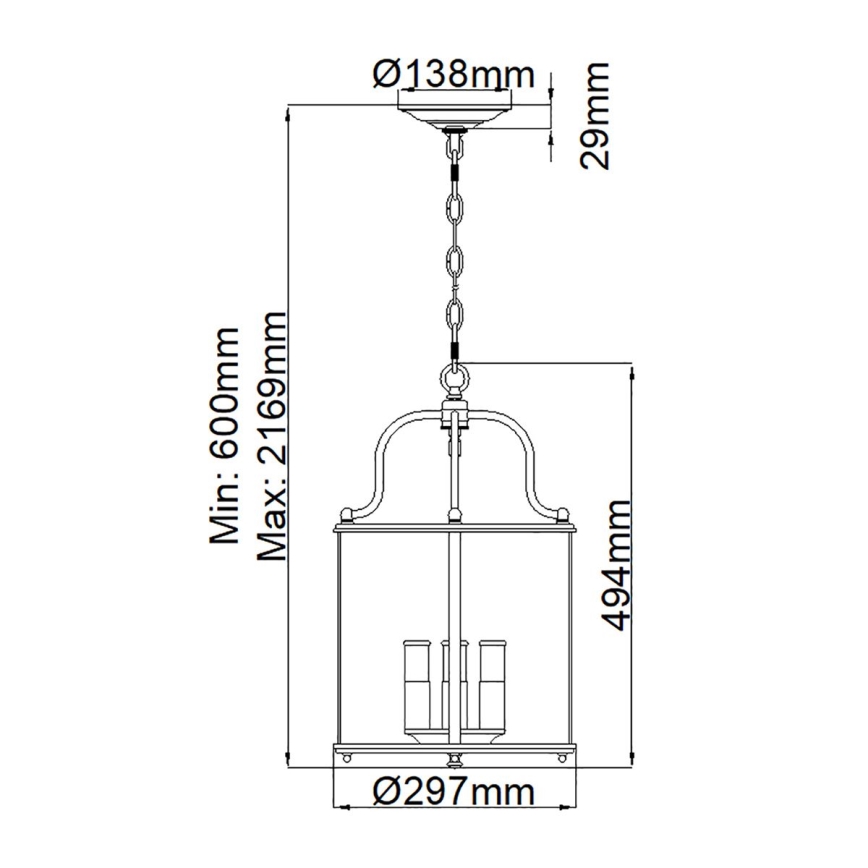 Hinkley - Lámpara colgante con cadena GENTRY 4xE14/60W/230V cromo mate