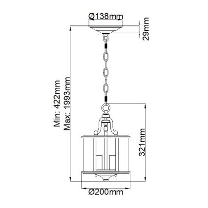 Hinkley - Lámpara colgante con cadena GENTRY 3xE14/60W/230V dorada