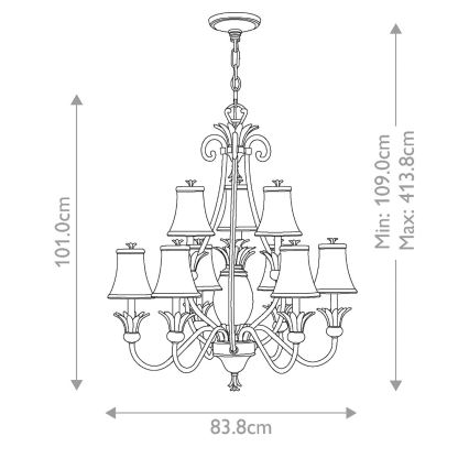 Hinkley - Lámpara colgante con cadena PLANTATION 10xE14/40W/230V plata