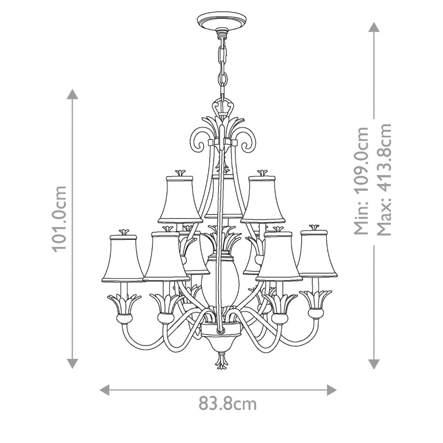 Hinkley - Lámpara colgante con cadena PLANTATION 10xE14/40W/230V plata
