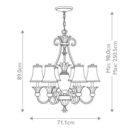 Hinkley - Lámpara colgante con cadena PLANTATION 7xE14/40W/230V plata