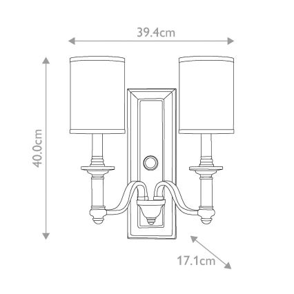 Hinkley - Aplique de pared SUSSEX 2xE14/40W/230V cromo mate