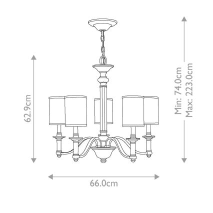 Hinkley - Lámpara colgante SUSSEX con cadena 5xE14/40W/230V cromo mate