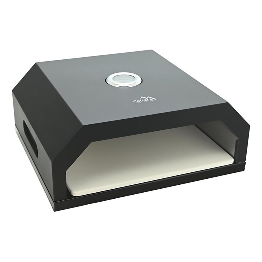Horno para pizza con termómetro, 40x34,5x16 cm, negro