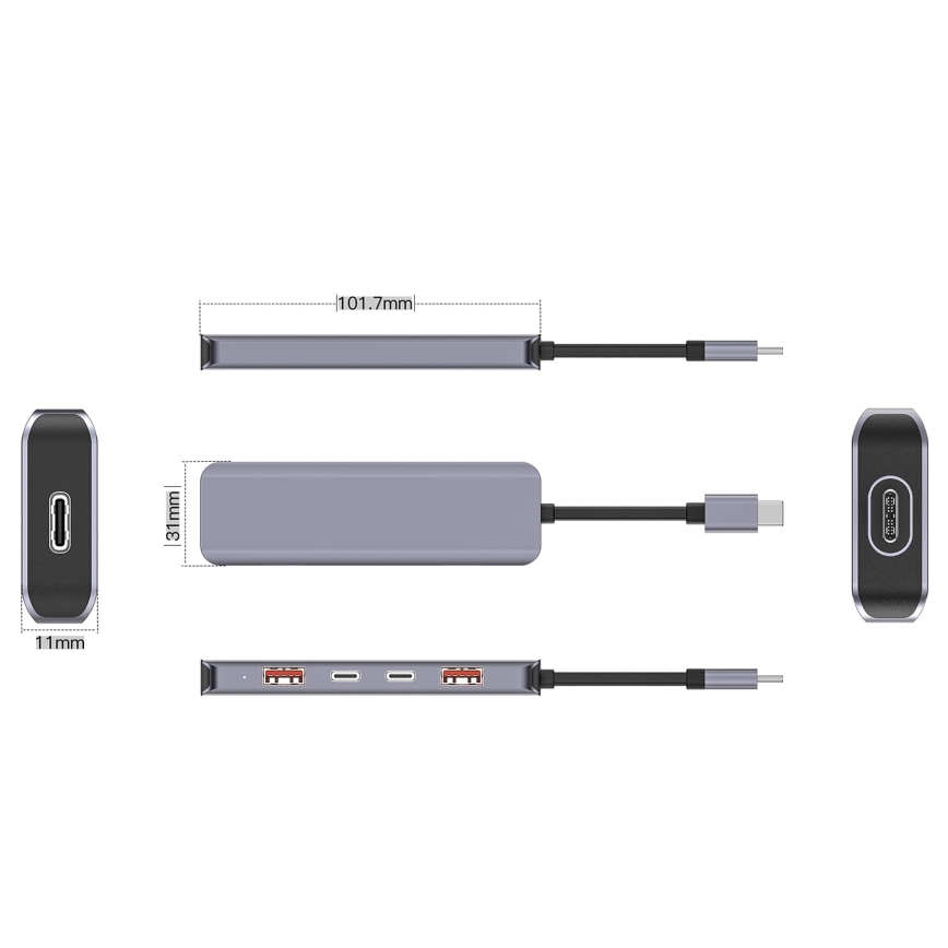 Hub USB-C 5 en 1 con Power Delivery de 100 W
