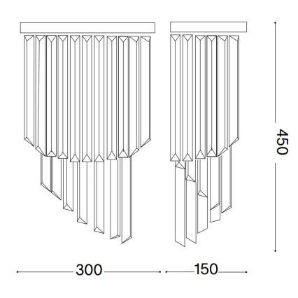 Ideal Lux - Aplique de cristal CARLTON 3xE14/40W/230V dorado