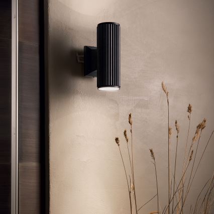 Ideal Lux - Aplique de exterior BASE 2xGU10/28W/230V IP44 negro