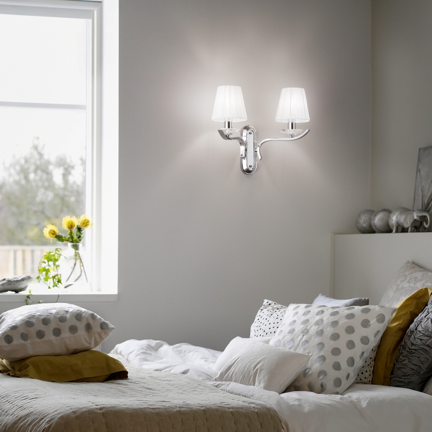 Ideal Lux - Aplique de pared de cristal PEGASO 2xE14/28W/230V cromo brillante