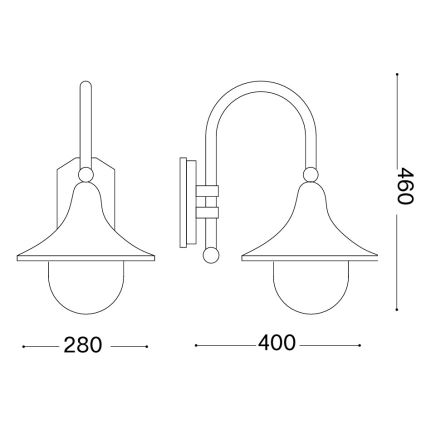 Ideal Lux - Aplique de pared exterior CIMA 1xE27/52W/230V IP43 antracita