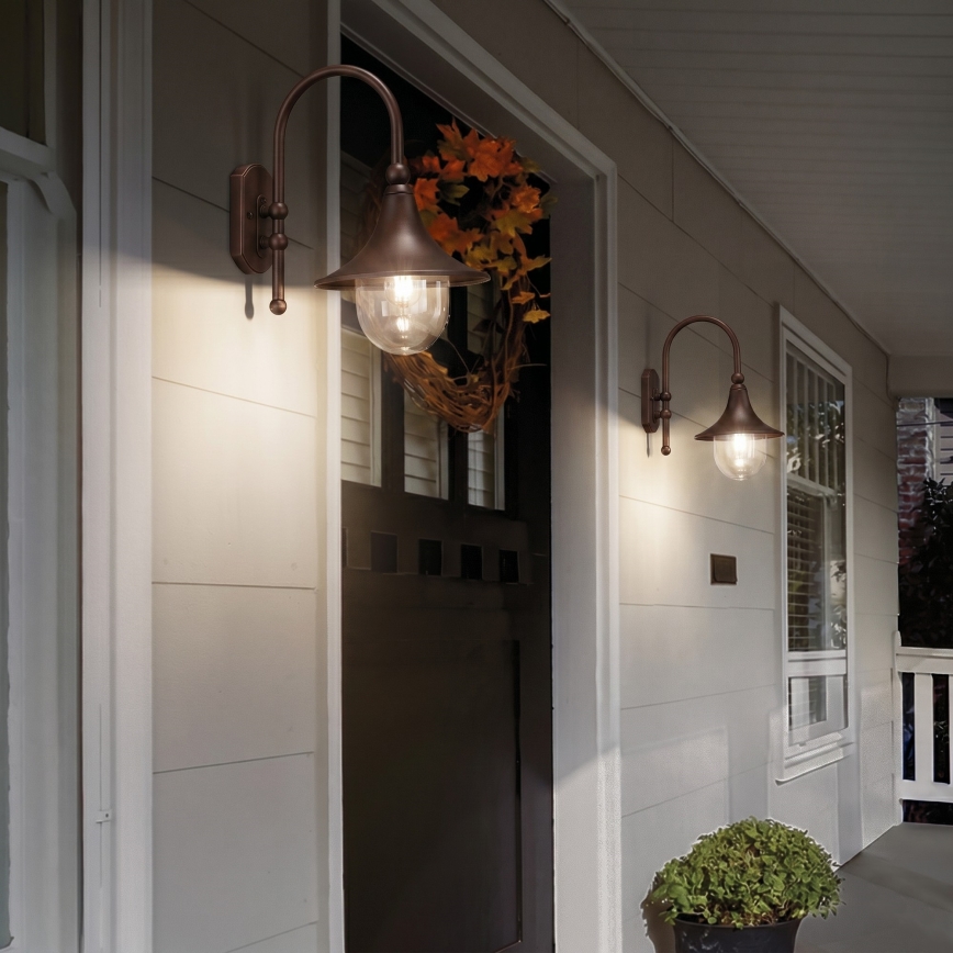 Ideal Lux - Aplique de pared exterior CIMA 1xE27/52W/230V IP43 marrón