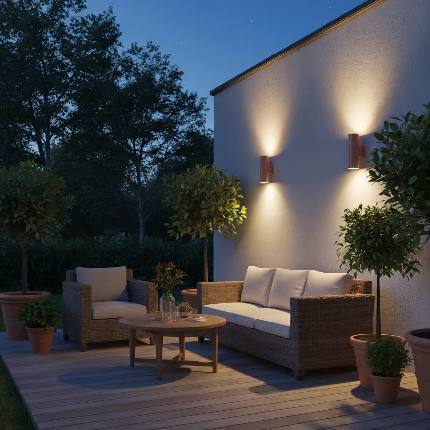 Ideal Lux - Aplique de pared exterior GUN 1xE27/60W/230V 31 cm IP54 marrón