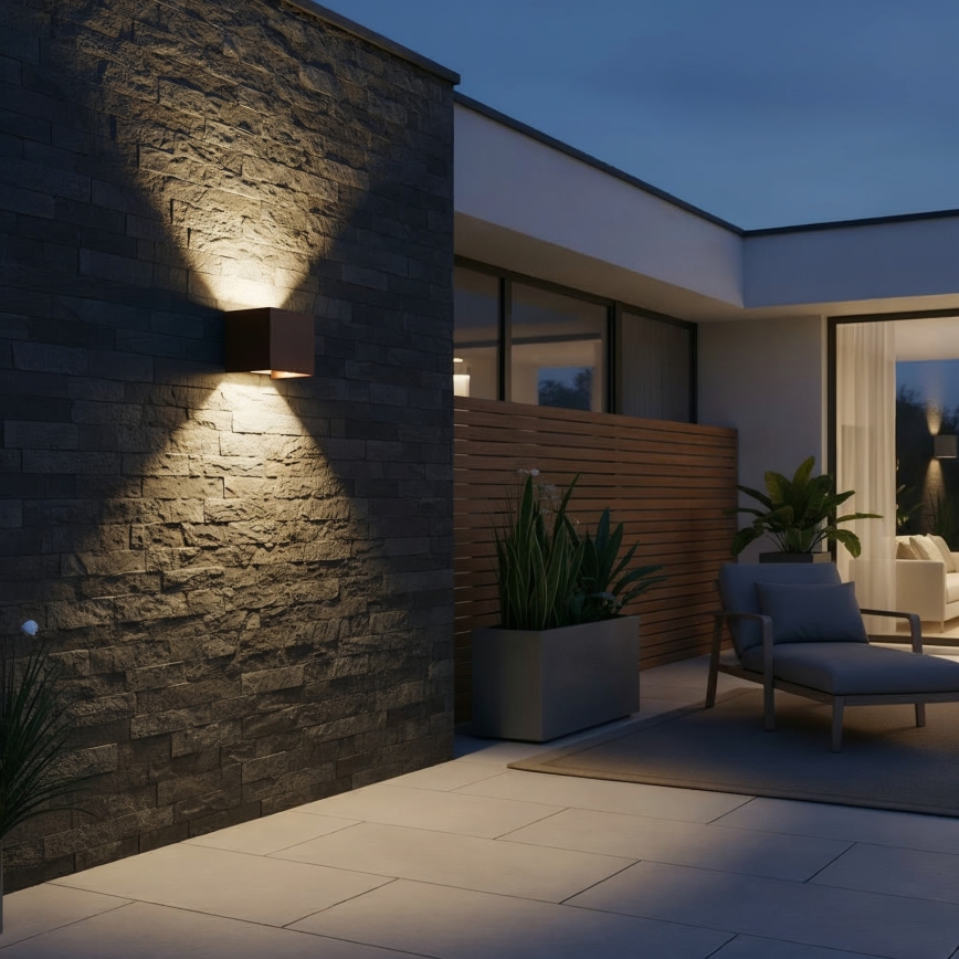 Ideal Lux - Aplique de pared exterior LED ATOM LED/12W/230V CRI 90 IP54 marrón