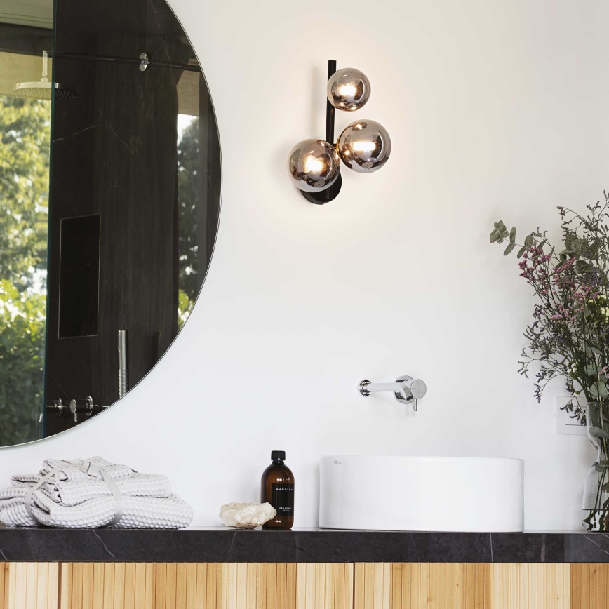 Ideal Lux - Aplique de pared LED PERLAGE 3xG9/3W/230V negro/ahumado