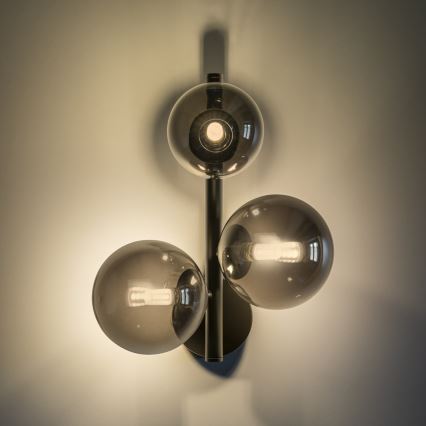 Ideal Lux - Aplique de pared LED PERLAGE 3xG9/3W/230V negro/ahumado