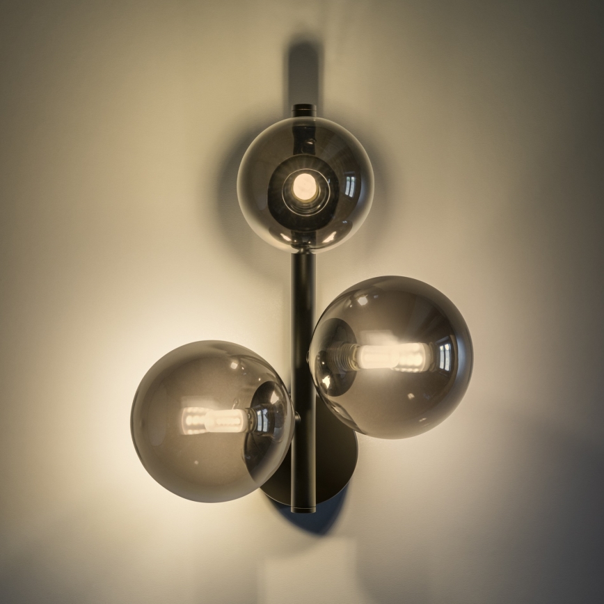 Ideal Lux - Aplique de pared LED PERLAGE 3xG9/3W/230V negro/ahumado