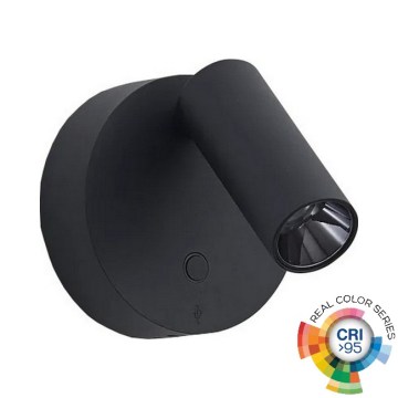 Ideal Lux - Aplique de pared LED táctil regulable ELF LED/3W/230V CRI 95 negro
