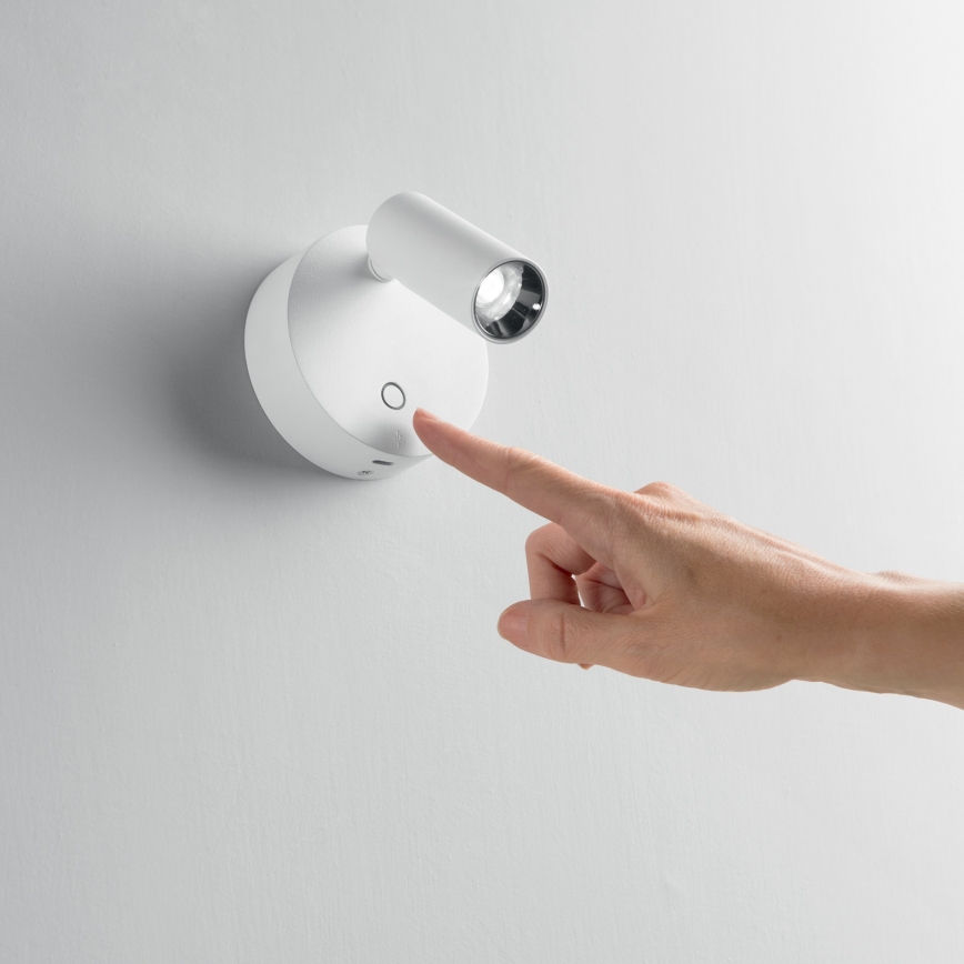 Ideal Lux - Aplique de pared LED regulable con control táctil ELF LED/3W/230V CRI 95 blanco