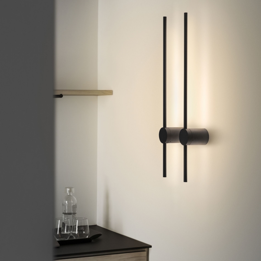 Ideal Lux - Aplique LED ESSENCE LED/12W/230V 2700K 70 cm CRI 90 negro
