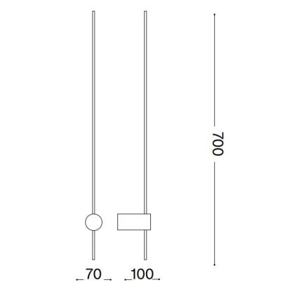 Ideal Lux - Aplique LED ESSENCE LED/12W/230V 3000K 70 cm CRI 90 negro
