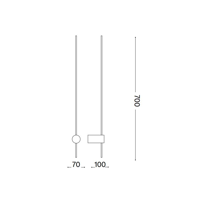 Ideal Lux - Aplique LED ESSENCE LED/12W/230V 3000K 70 cm CRI 90 negro