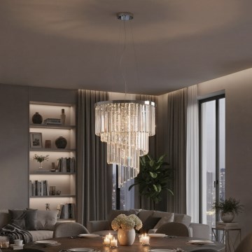 Ideal Lux - Araña de cristal CARLTON 12xE14/40W/230V diá. 50 cm cromo brillante