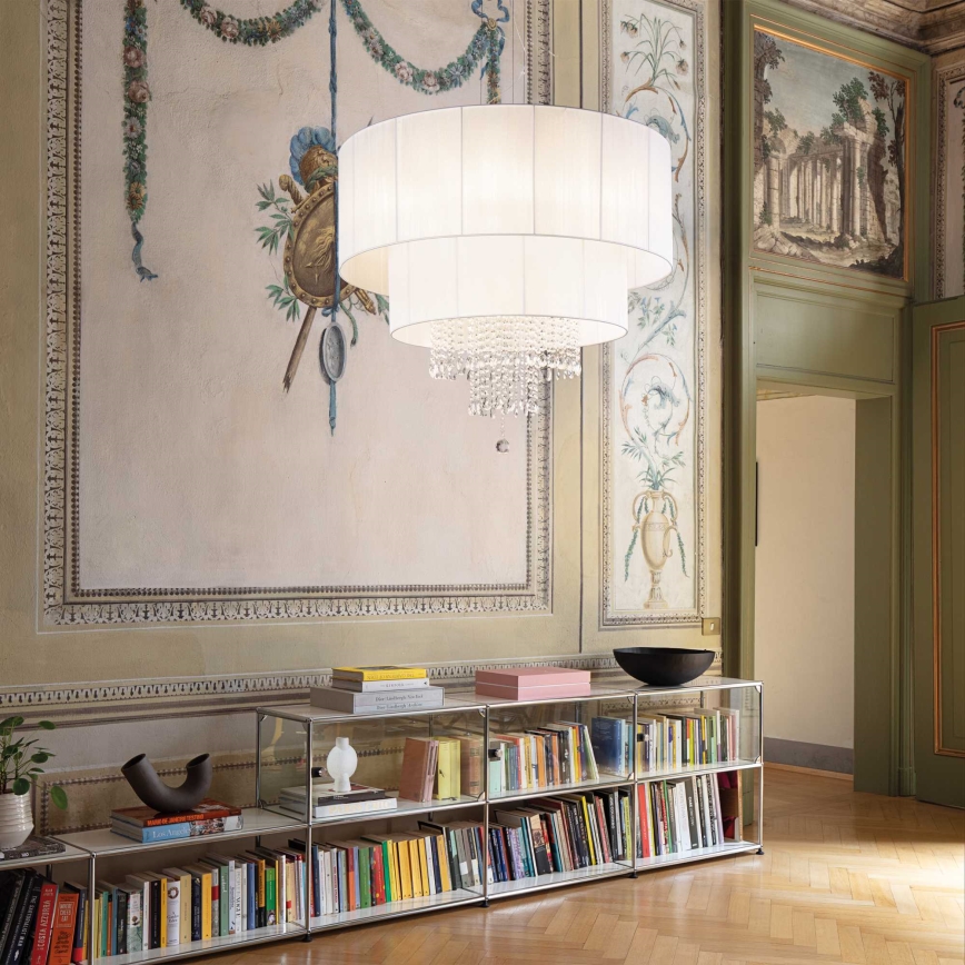 Ideal Lux - Araña de cristal OPERA 10xE27/60W/230V diá. 90 cm blanco